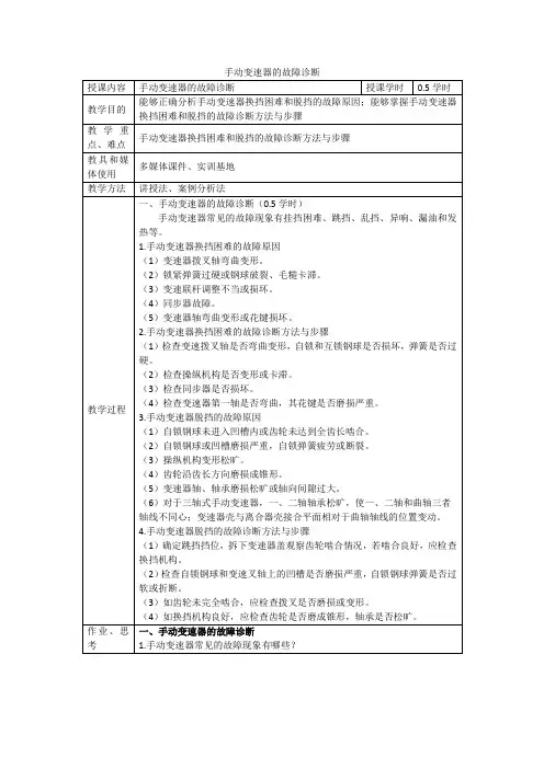 4.手动变速器的故障诊断