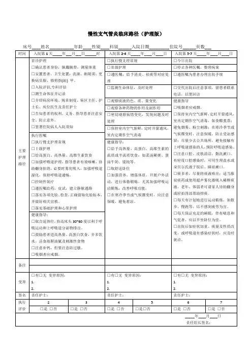 慢性支气管炎临床路径