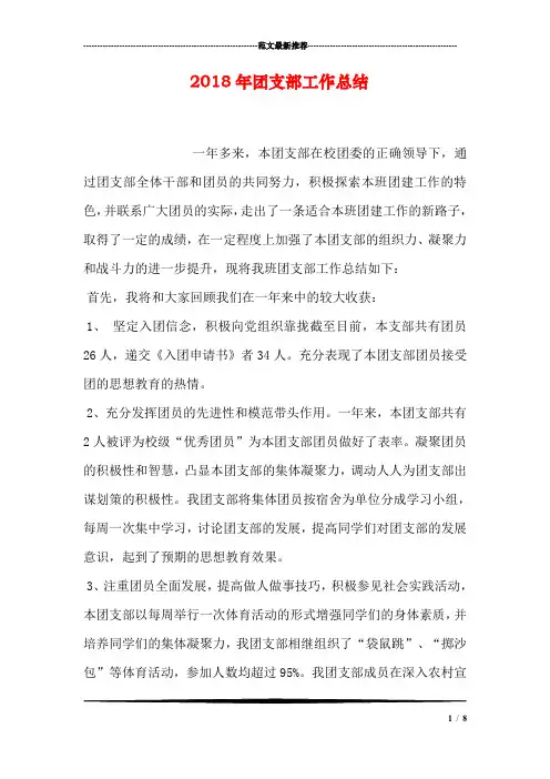 2018年团支部工作总结