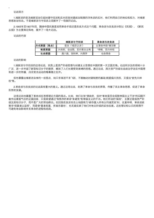 2018考研政治史纲必背：近代中国两次论战比较