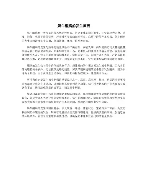 奶牛酮病的发生原因
