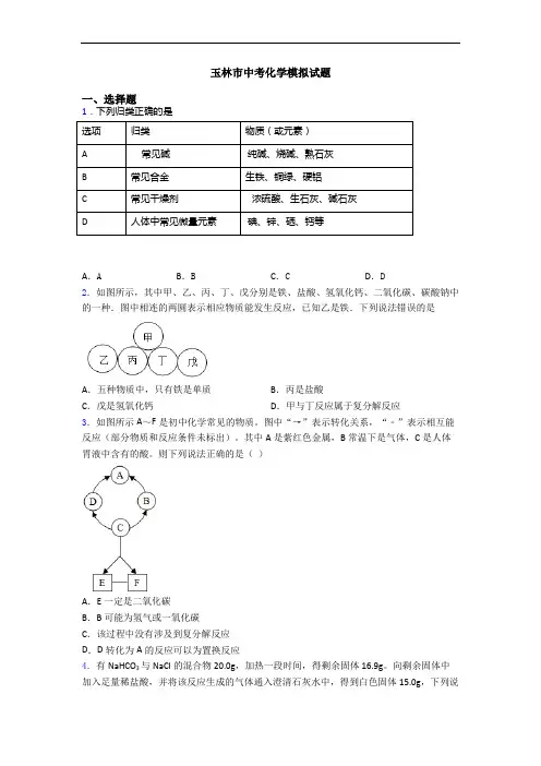 玉林市中考化学模拟试题