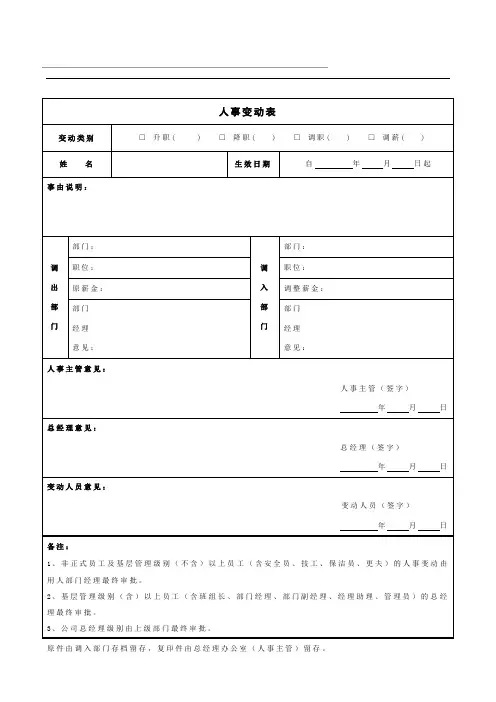 人事变动表