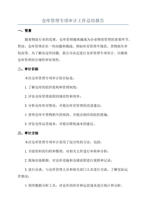仓库管理专项审计工作总结报告