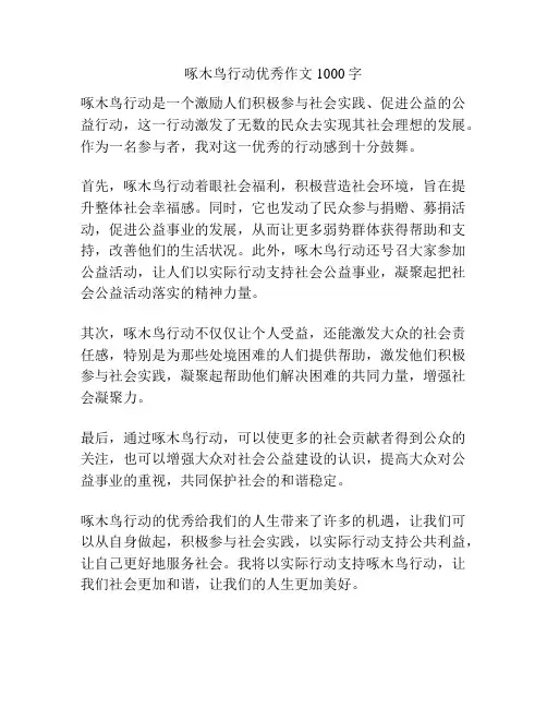 啄木鸟行动优秀作文1000字
