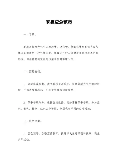 雾霾应急预案