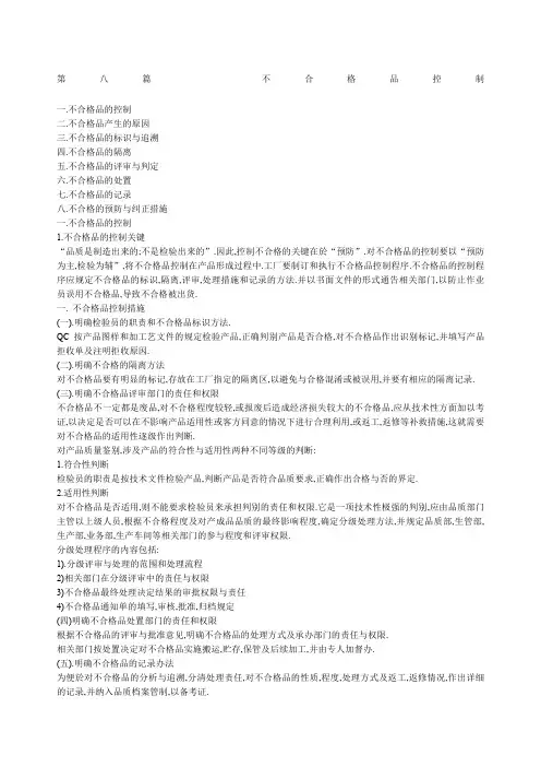 不合格品控制流程