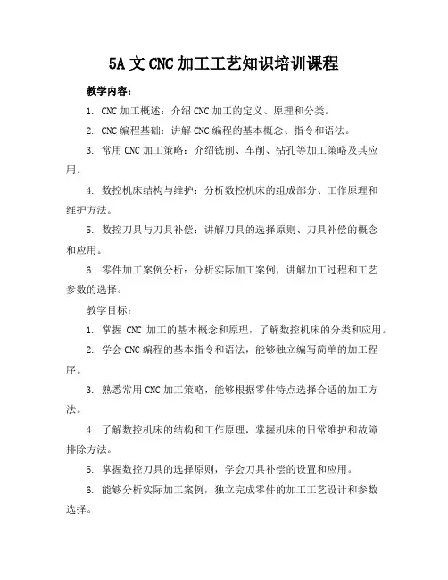 5A文CNC加工工艺知识培训课程