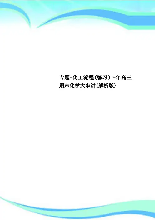 专题化工流程练习年高三期末化学大串讲解析版
