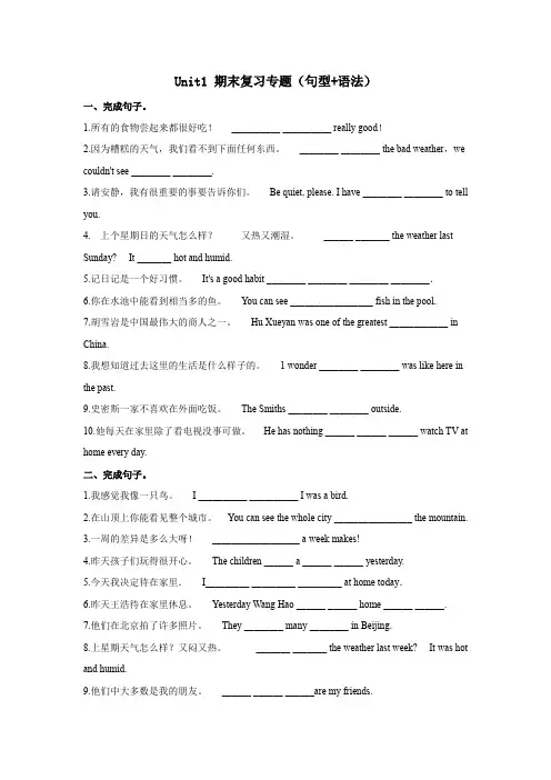 Unit1期末复习专题(句型+语法)人教版英语八年级上册