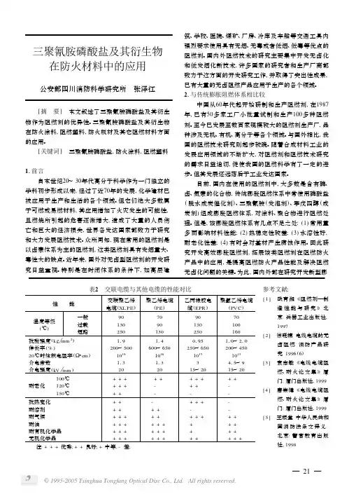 三聚氰胺磷酸盐及其衍生物在防火材料中的应用