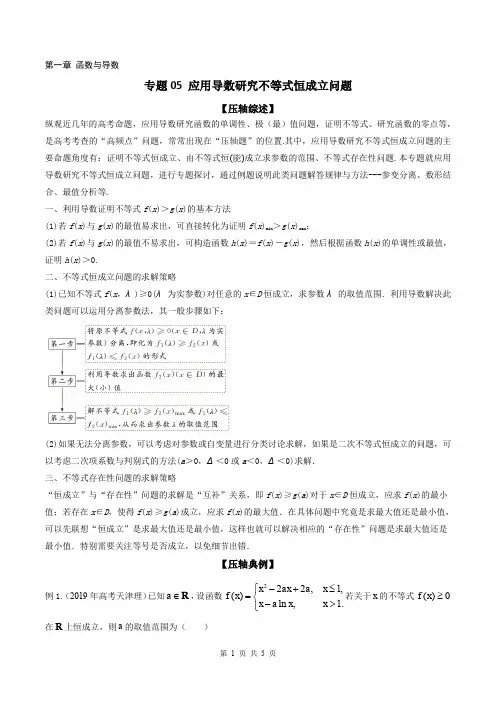 备战2020高考数学之冲破压轴题-专题05 应用导数研究不等式恒成立问题【学生版】