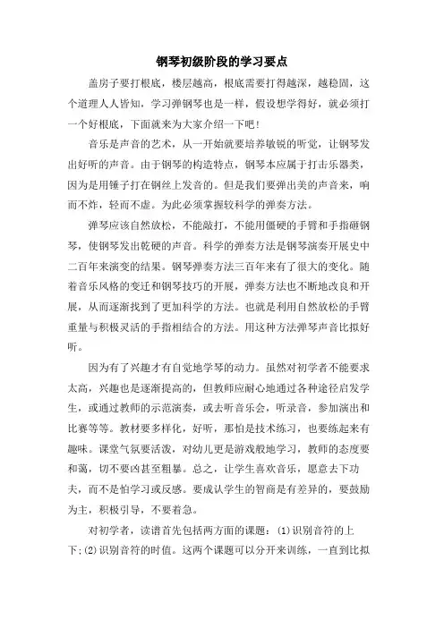 钢琴初级阶段的学习要点.doc