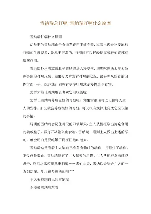 雪纳瑞总打嗝-雪纳瑞打嗝什么原因