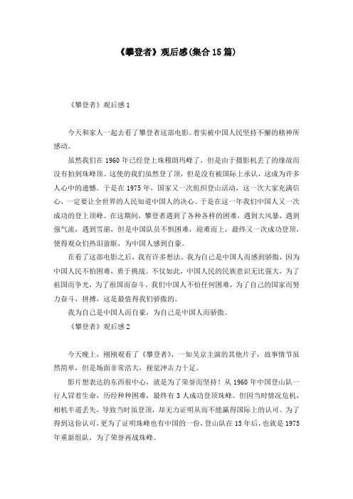 《攀登者》观后感(集合15篇)