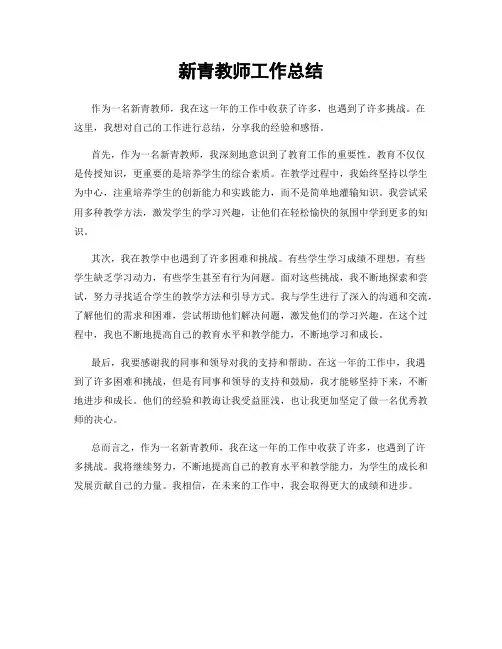 新青教师工作总结