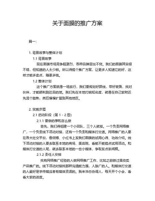 关于面膜的推广方案
