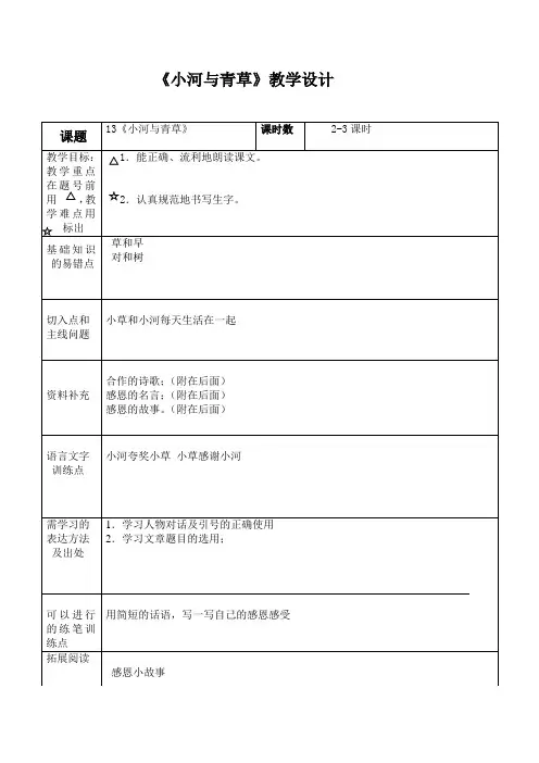 《小河与青草》教案