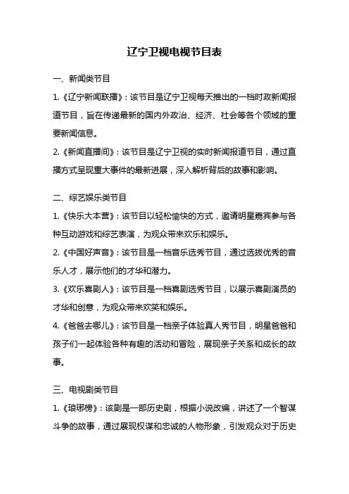 辽宁卫视电视节目表