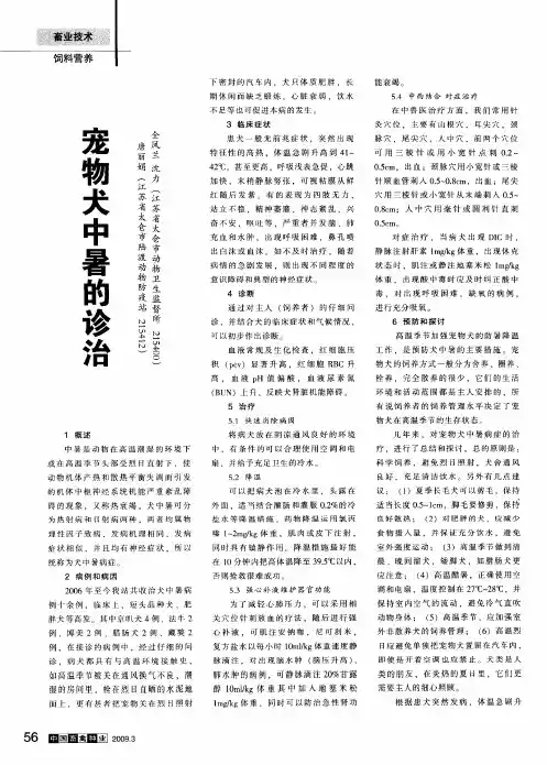 宠物犬中暑的诊治