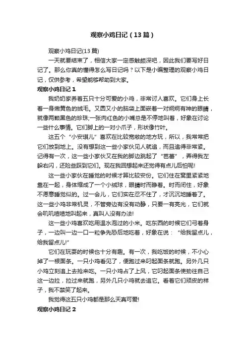 观察小鸡日记（13篇）