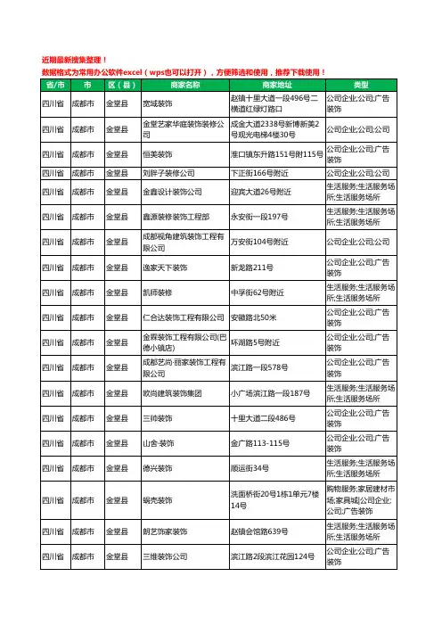 2020新版四川省成都市金堂县装修公司工商企业公司商家名录名单黄页联系方式电话大全208家