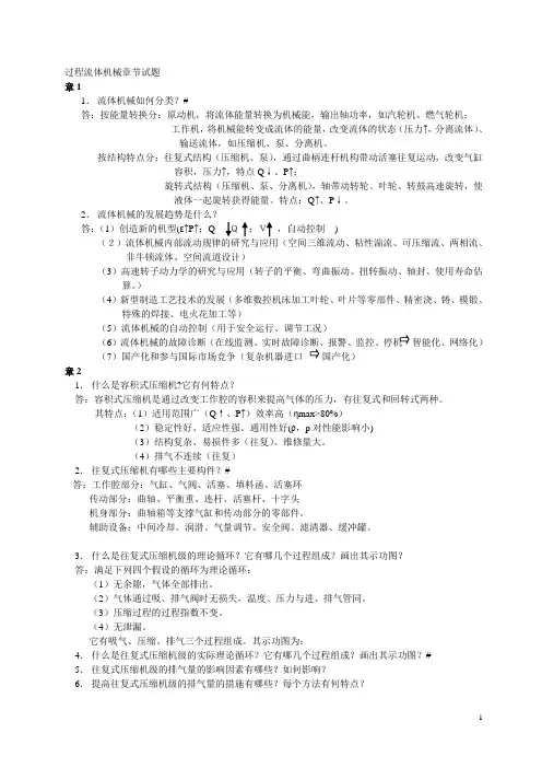 过程流体机械复习思考题