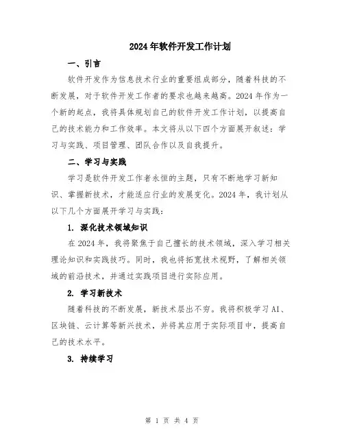 2024年软件开发工作计划