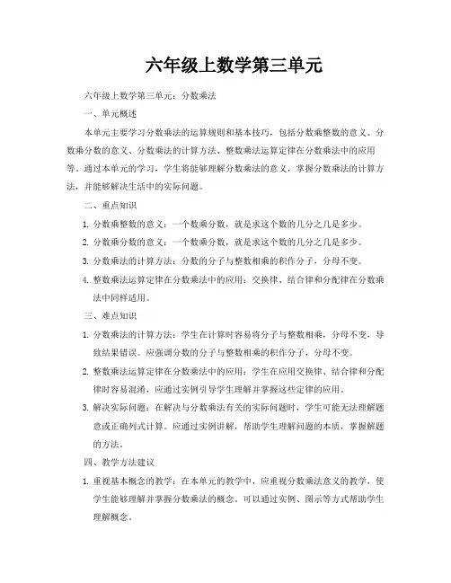六年级上数学第三单元