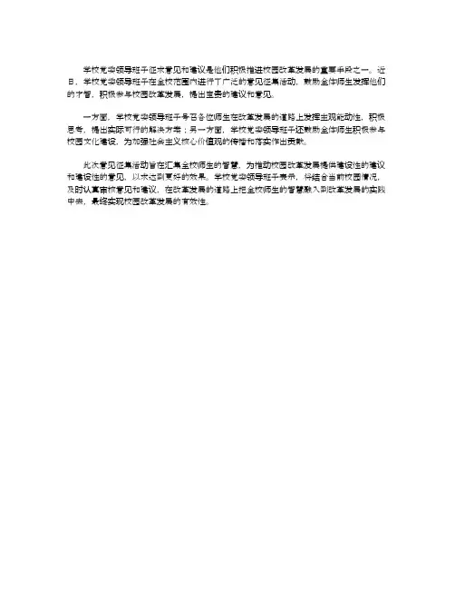 学校党委领导班子征求意见和建议简短