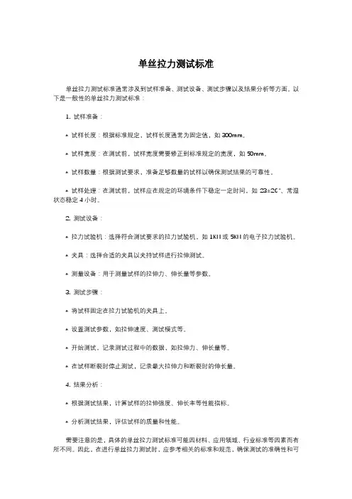 单丝拉力测试标准