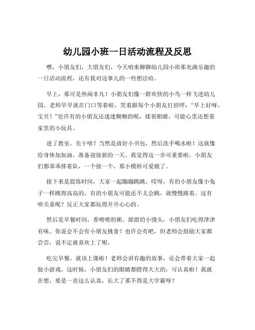 幼儿园小班一日活动流程及反思