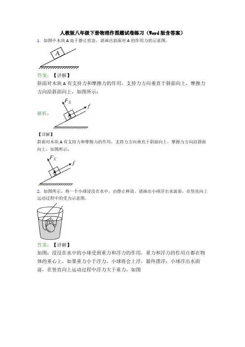 人教版八年级下册物理作图题试卷练习(Word版含答案)