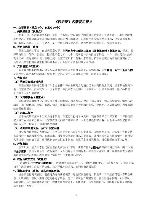 《西游记》名著复习要点