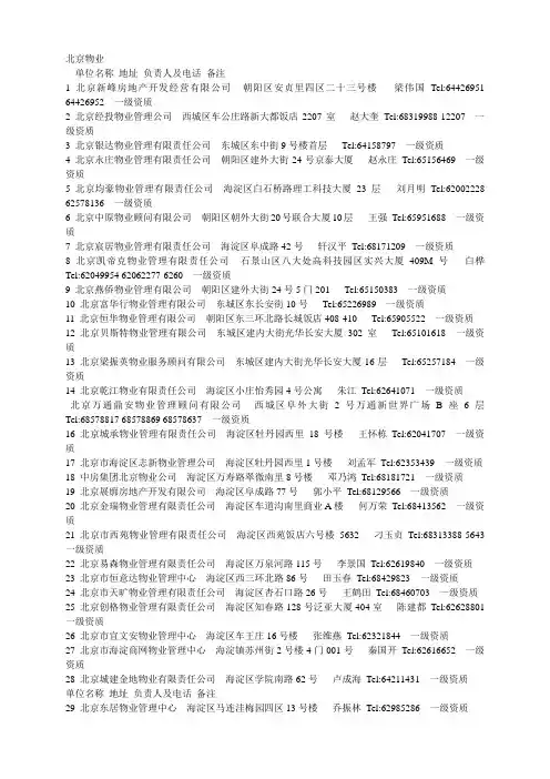 (2)北京物业企业名录