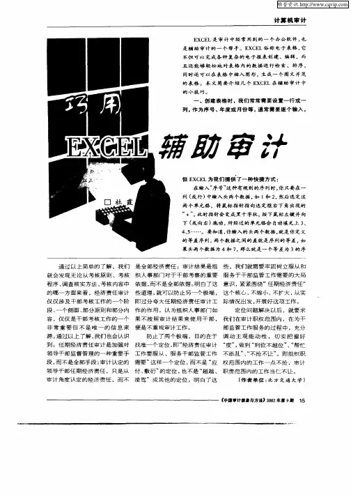 巧用EXCEL辅助审计