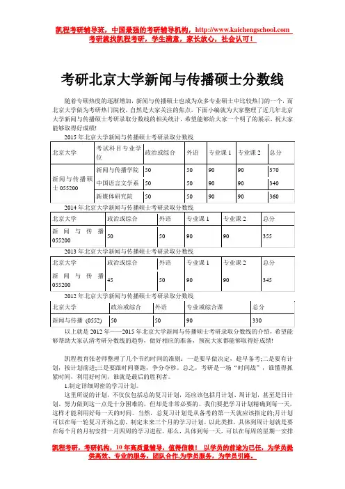 考研北京大学新闻与传播硕士分数线