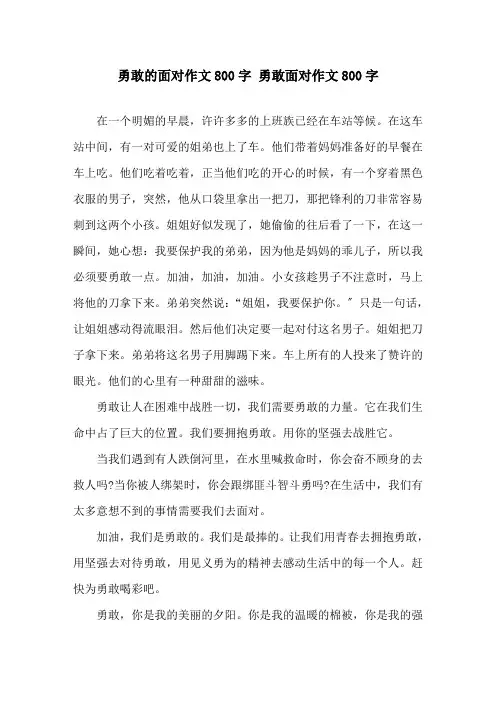 勇敢的面对作文800字 勇敢面对作文800字精选