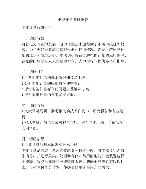 电能计量调研报告