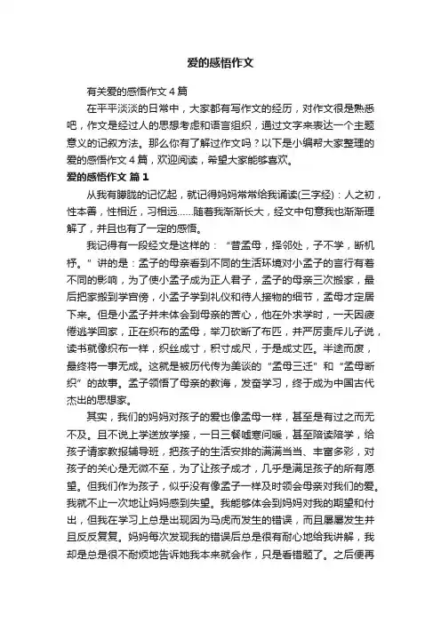 有关爱的感悟作文4篇