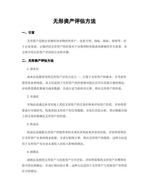 无形资产评估方法