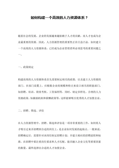 如何构建一个高效的人力资源体系？