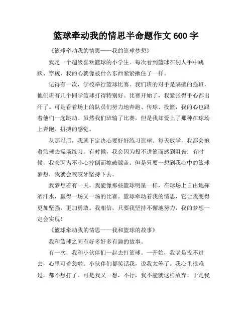 篮球牵动我的情思半命题作文600字