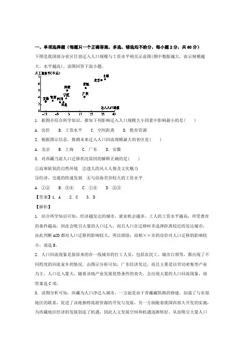 2017-2018学年高一地理下学期期中试题(含解析)