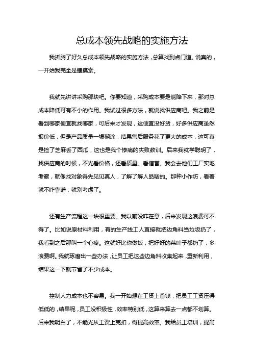 总成本领先战略的实施方法
