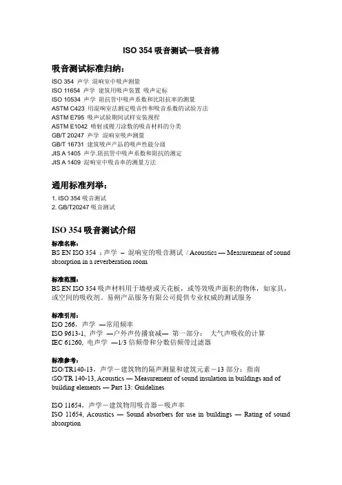 ISO 354吸音测试—吸音棉