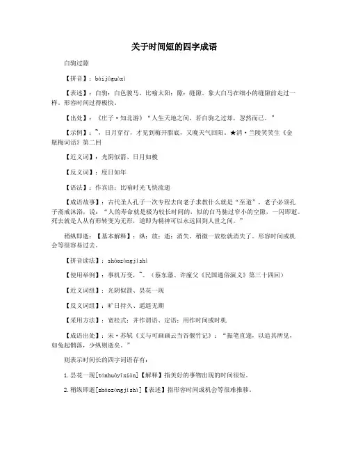 关于时间短的四字成语