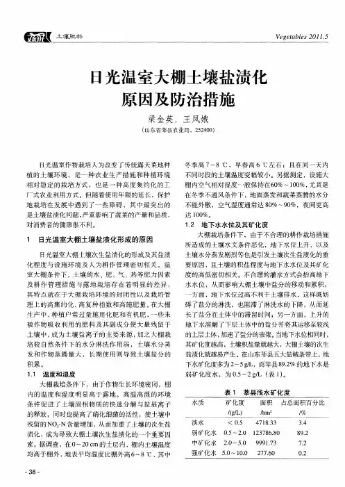 日光温室大棚土壤盐渍化原因及防治措施