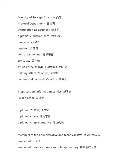 catti 备考 常用外交词汇