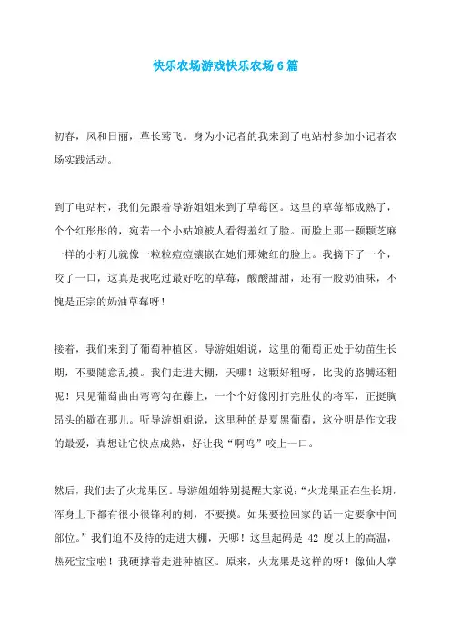快乐农场游戏快乐农场6篇